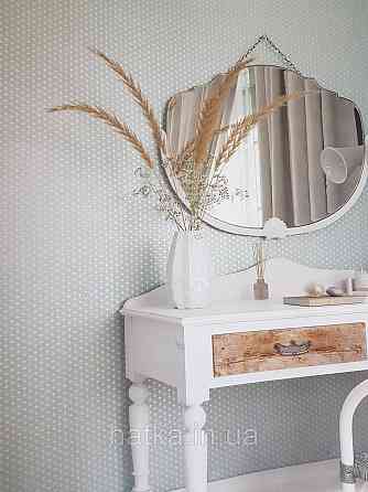 Шпалери метрові вінілові на флізелін Marburg Villa Romana геометрія смужки завитки біло сріблясті на сірому Київ