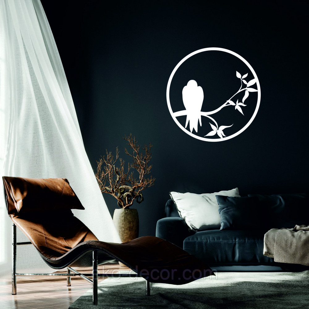 Декоративное настенное Панно «Ворон», Декор на стену 90*90 см, Белый Киев - изображение 1