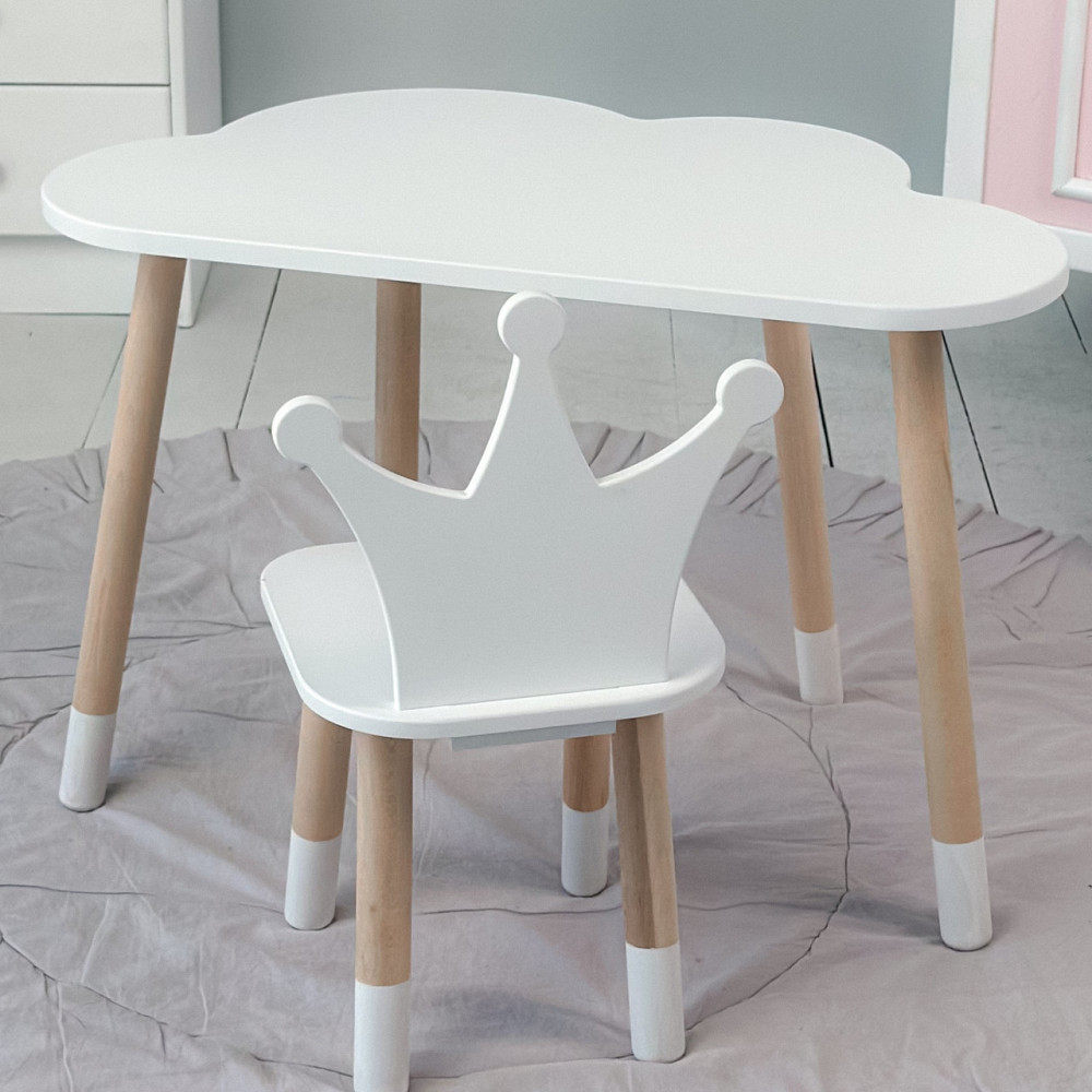 Столик хмаринка і стільчик корона для дітей, білий Київ - фото 2