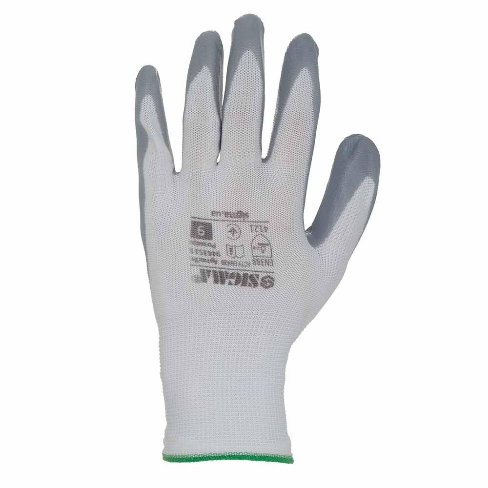 Рукавички трикотажні з частковим нітриловим покриттям р9 (сірі, манжет) SIGMA (9443511) Київ - фото 4