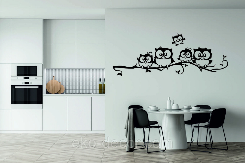 Декоративное настенное Панно «Совушки», Декор на стену 110*28 см, Черный Киев - изображение 4