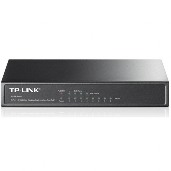 Комутатор TP-Link TL-SF1008P, 8-port 10/100M PoE Switch, 8 10/100M RJ45 ports including 4 PoE ports, Київ - фото 1