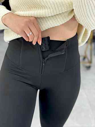 Женские теплые лосины с корсетным поясом на крючках рубчик с начесом Одесса