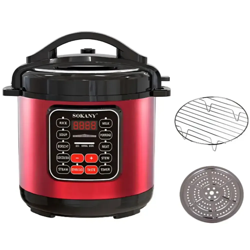 Мультиварка электрическая на 5 л мощностью 1000 Вт. Sokany SK-2402 Красная Скороварка на 10 программ Коломия - фото 2
