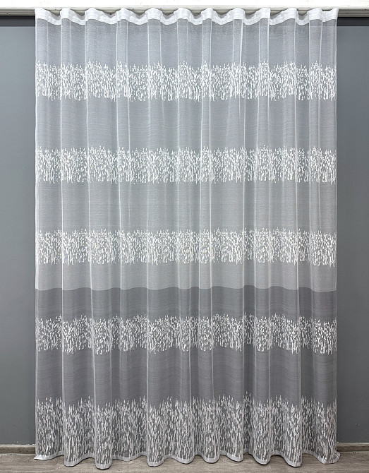 Тюль VR-Textil 1675т Жакард Білий з сірим 250х270 см (42-0948) Київ - фото 2