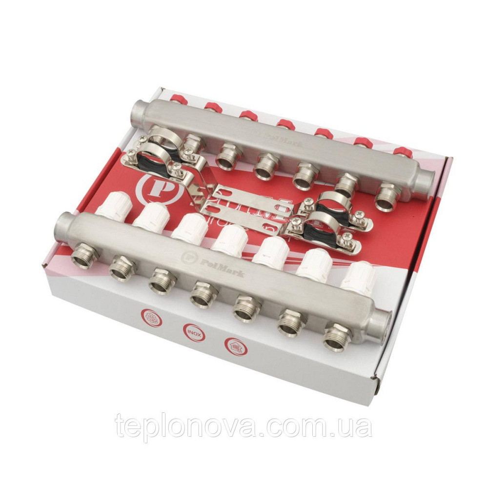 Колектор нержавійка на 7 пар виходів  "Polmark" для теплої підлоги та радіаторів Чернівці - фото 8