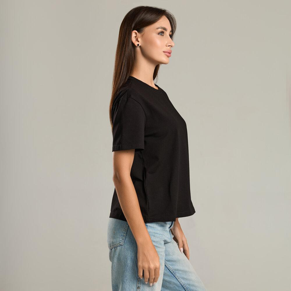 Черная базовая женская футболка Pobedov Freedom. Хлопковая женская футболка черная Киев - изображение 6