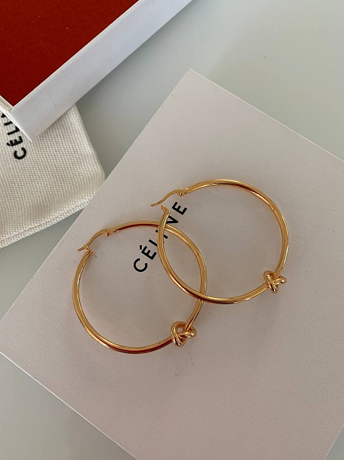 Селін сережки кільця з вузлом позолота 18К Одеса - фото 1
