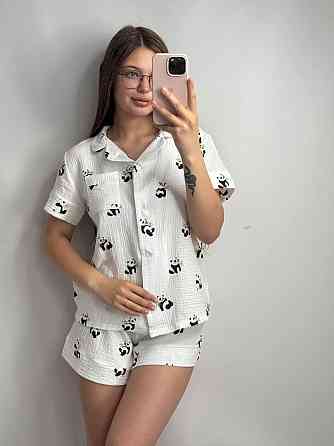 Жіноча піжама з шортами муслінова Панда XL Харків