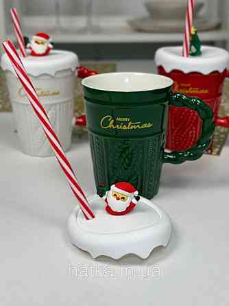 Кухоль з кришкою та ложкою керамічний новорічна Olens "Різдячий светр" 360 мл 102-1061 Київ