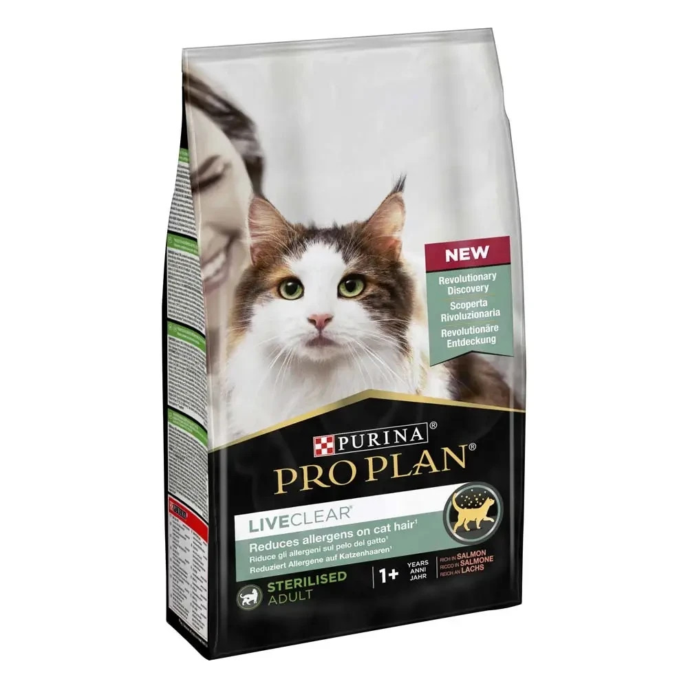 Сухой корм PRO PLAN LiveClear Sterilised Adult 1+ для взрослых кошек для уменьшения аллергенов на шерсти и после стерилизации, с лососем, 1.4 кг Киев - изображение 2