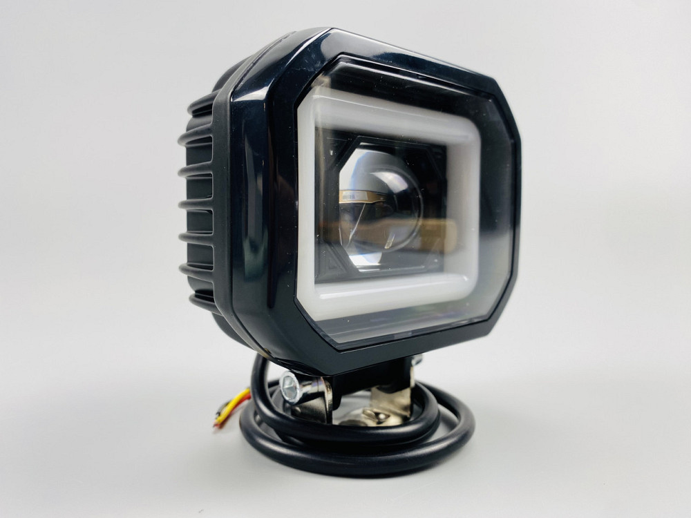 Фара LED квадратна 40W + LED кільце + велика лінза, додаткова протитуманна фара Мукачево - фото 1