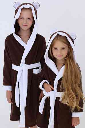 Халат дитячий Ideal Textile махровий з капюшоном коричневий 3 роки (56860483) Чернівці