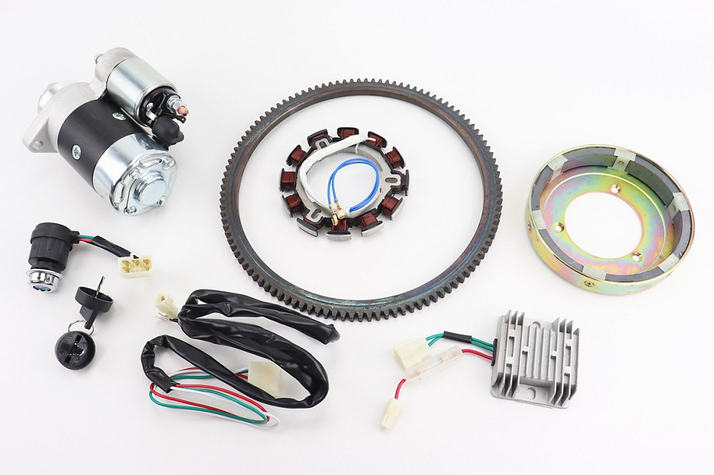 Комплект для переоснащення мотоблока під електростартер 186F (електростартер, замок, проводка, магнето, реле, вінець) Київ - фото 1