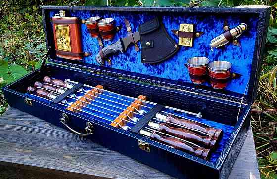 Ідеальний подарочний набір для шашлика в кожаному кейсі ідеальний подарунок військовому VIP 9 Тернопіль