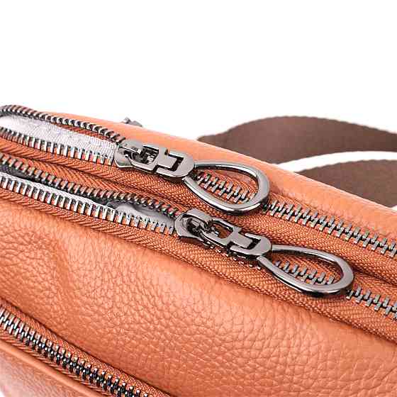 Вместительная сумка для женщин с карманами из натуральной кожи Vintage 22601 Коричневая Киев