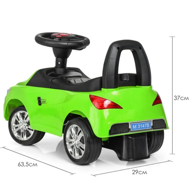 Каталка-толокар Audi звукові та світлові ефекти прогумовані колеса багажник під сидінням Зелений (M 3147B-5) Чернігів - фото 3