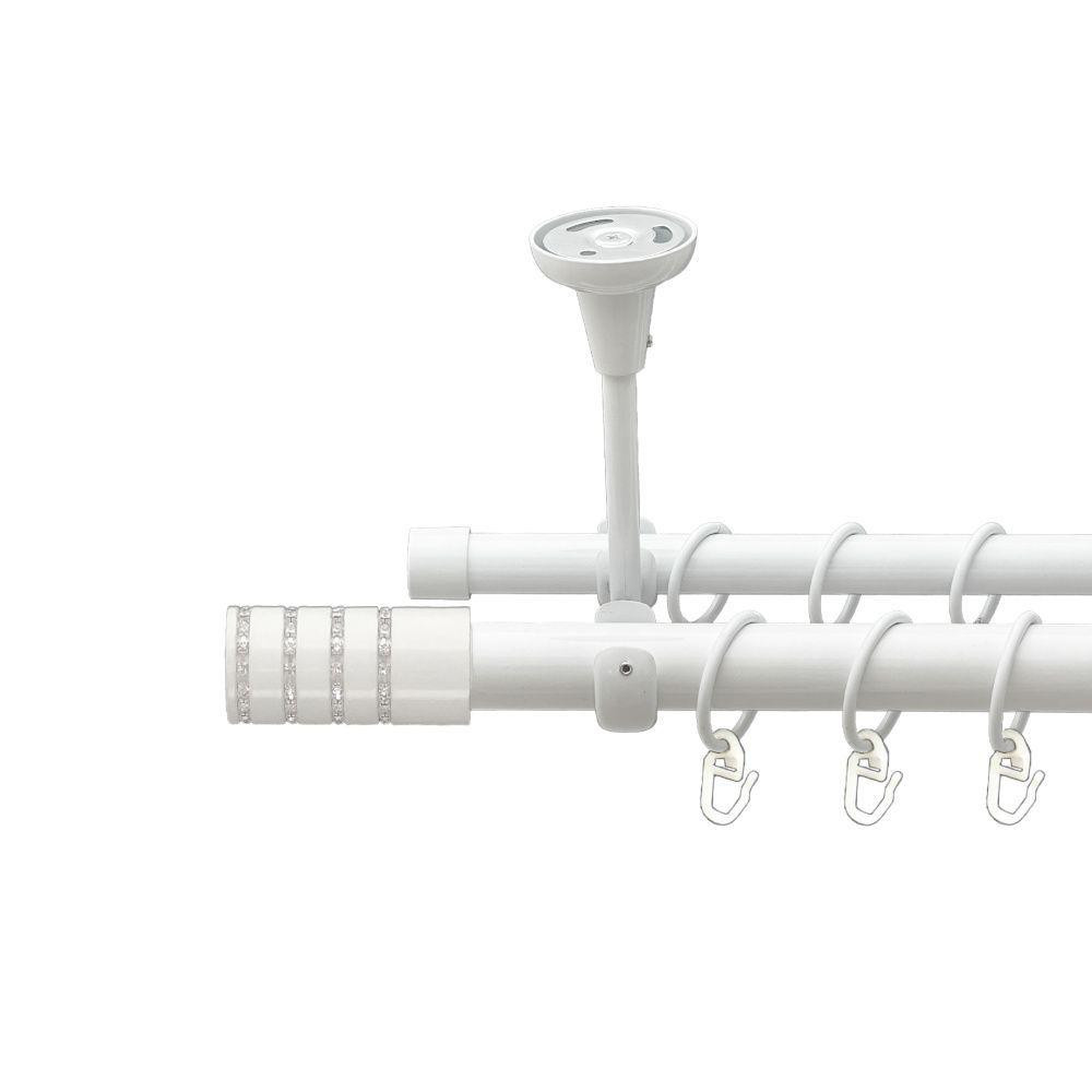 Карниз Orvit Барамелла металевий дворядний відкритий до стелі гладка труба кільце металеве Арктіс 25\19 мм 200 см (00-00021094) Львів - фото 1