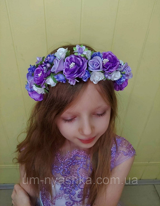 Обідок обруч з трояндочками "Фіолетовий 5 троянд" Кривий Ріг - фото 2