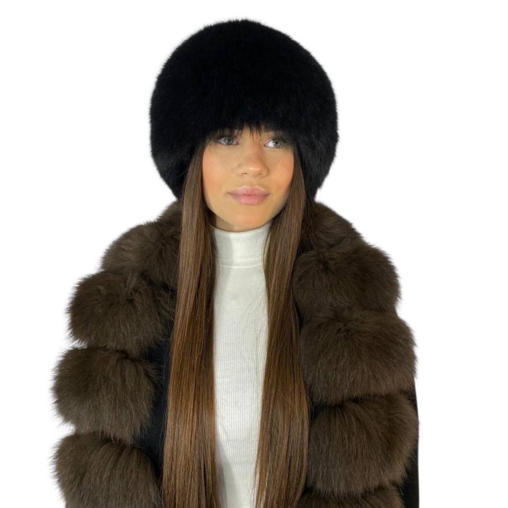 Шапка меховая женская песцовая сноп Анастасия Черный Харьков - изображение 7