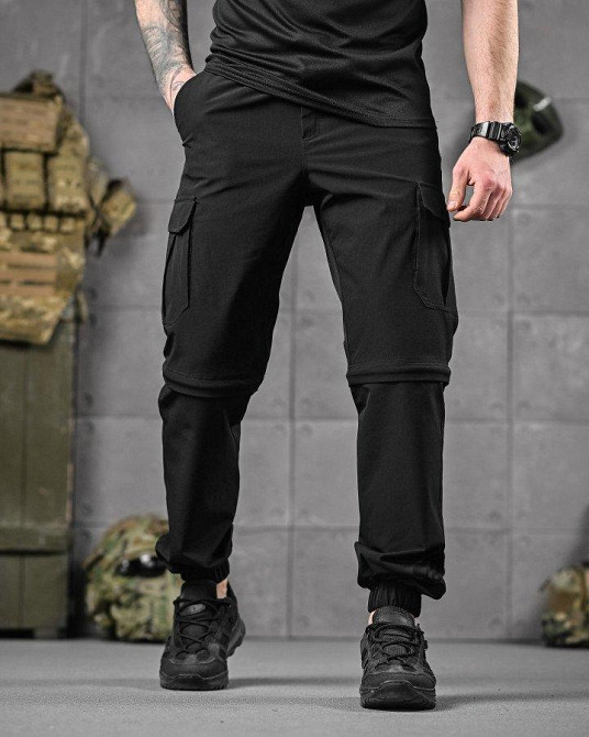 Мужские летние такатические штаны шорты черные Одесса - изображение 16