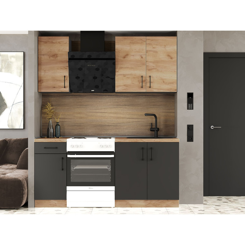 Кухня модульна Эверест Оптима набор №1 Дуб крафт золотой+Антрацит 1,8 м (без столешницы) (DTM-5690) Львов - изображение 1