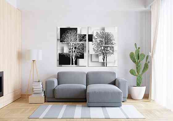 Модульная картина в гостиную / спальню  Чорно-Білі дерева  TLV-2_046 90x132 см Київ