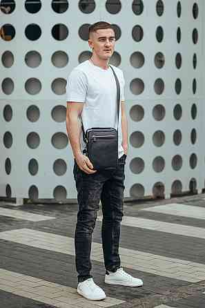 Чоловіча шкіряна сумка чорна Tiding Bag A25-1278C Київ