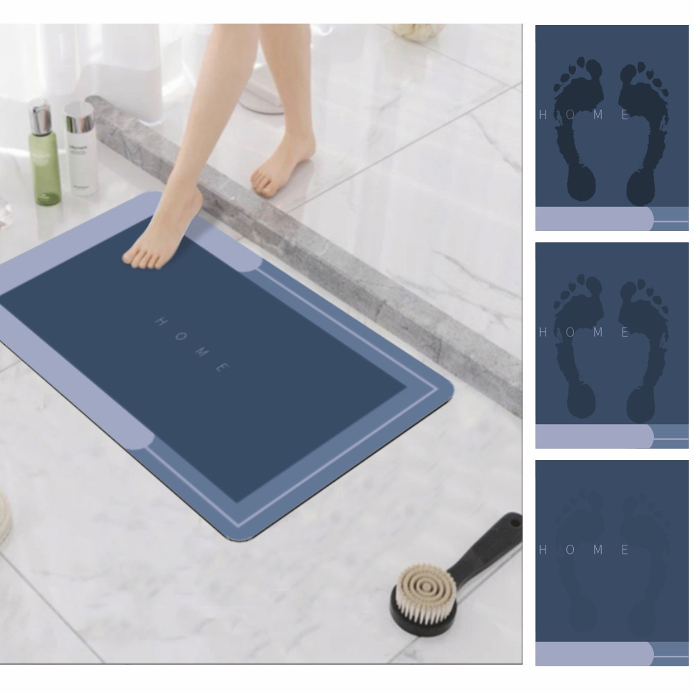 Диатомитовый коврик Aquarius Home для ванной и кухни Суперпоглощающий 50х120 см Голубой Буча - изображение 4