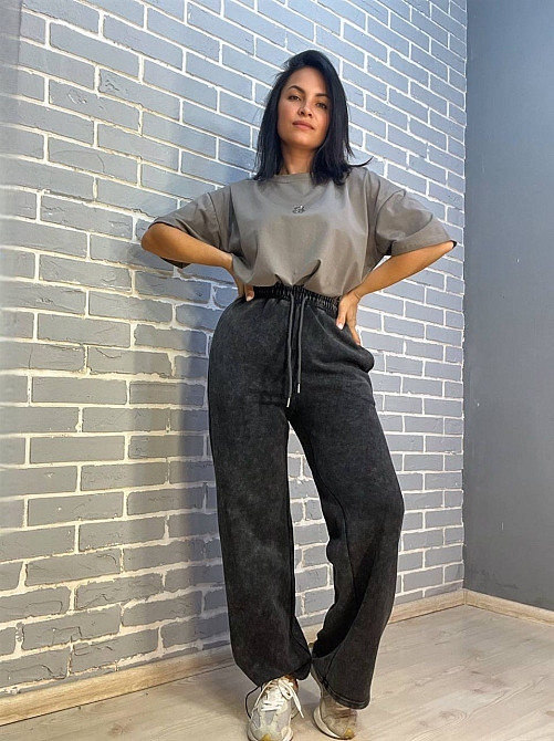 Штаны женские W 9181 джоггеры вареные резинка затяжка снизу графит, графит, S Киев - изображение 19