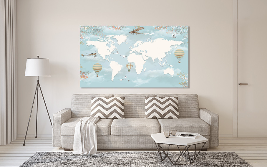 Картина холст в гостиную / спальню  Мапа світу  MLP_304 40x80 см Киев - изображение 2