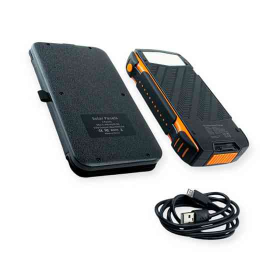 Повербанк 20000 mAh плюс 4 солнечные панели, 2 USB выход, заряд через MicroUSB, Type-C Мукачево