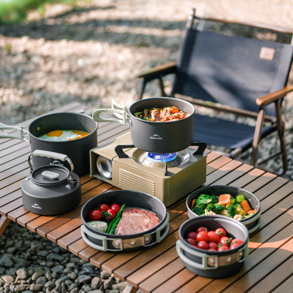 Набір посуду (2 каструлі, чайник, сковорідка) Naturehike CNK2450CF010, алюміній Київ - фото 10