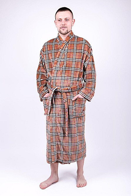 Халат чоловічий домашній довгий, коричневий топ Крохатушка одяг Київ - фото 1