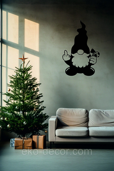 Декоративное настенное Панно «Гном», Декор на стену 70*46 см, Черный Киев - изображение 3