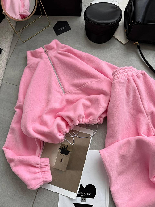 Женский теплый повседневный костюм двойка турецкий двусторонний флис полар Барби Одесса - изображение 6