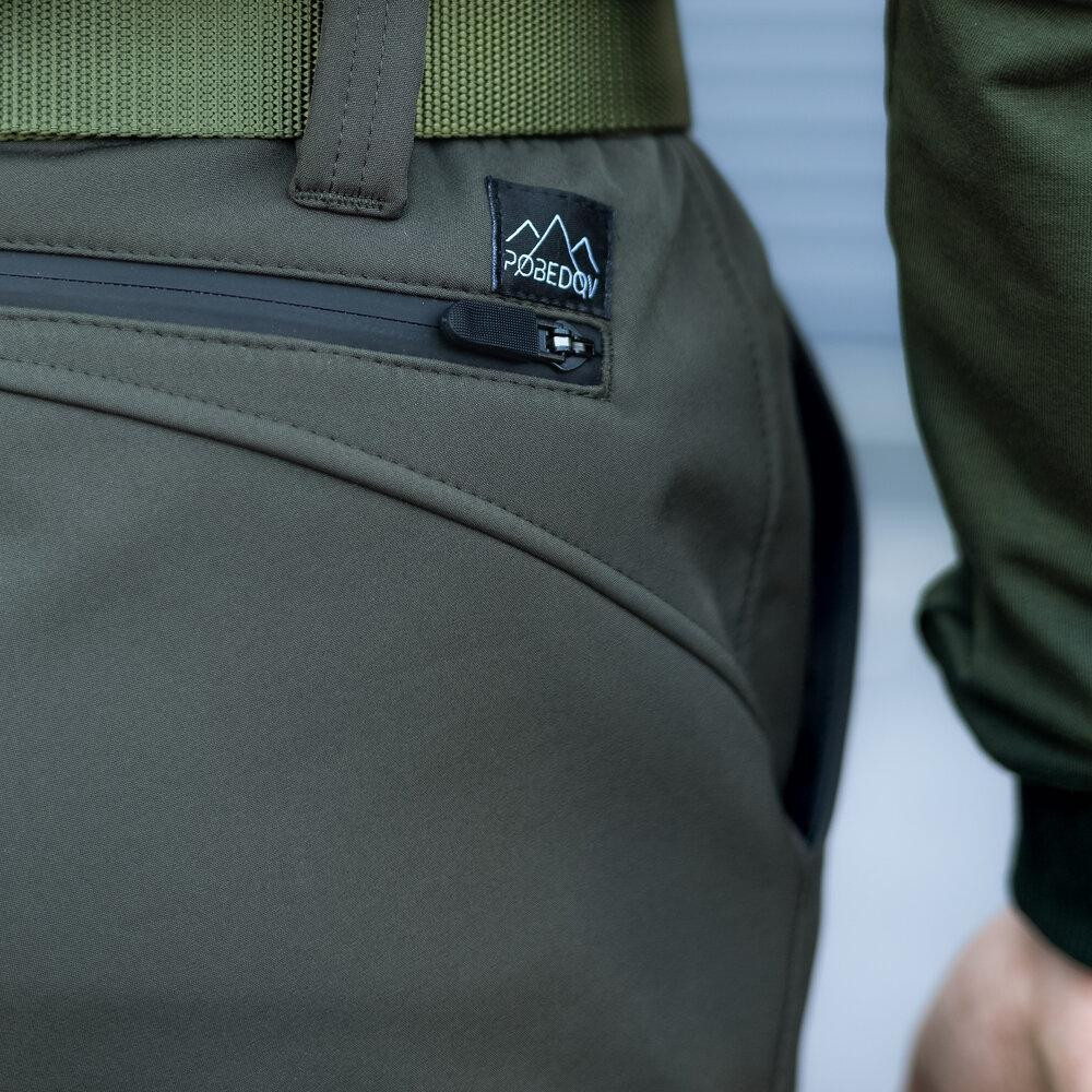 Чоловічі Штани Карго Pobedov Static тактичні штани Softshell з кишенями мікрофліс хакі Одеса - фото 5