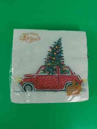 Новорічна серветка (ЗЗХЗЗ, 16 шт.) La Fleur "Новорічний автомобіль" (1 пачка) Харків
