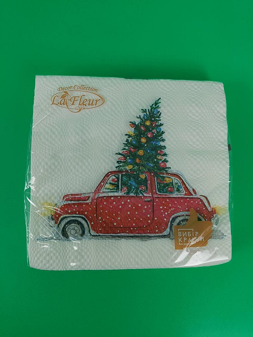 Новорічна серветка (ЗЗХЗЗ, 16 шт.) La Fleur "Новорічний автомобіль" (1 пачка) Харків - фото 1