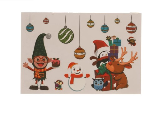 Новорічна силіконова наклейка на вікно Melinera 33 на 22 см різнобарвний Київ - фото 1