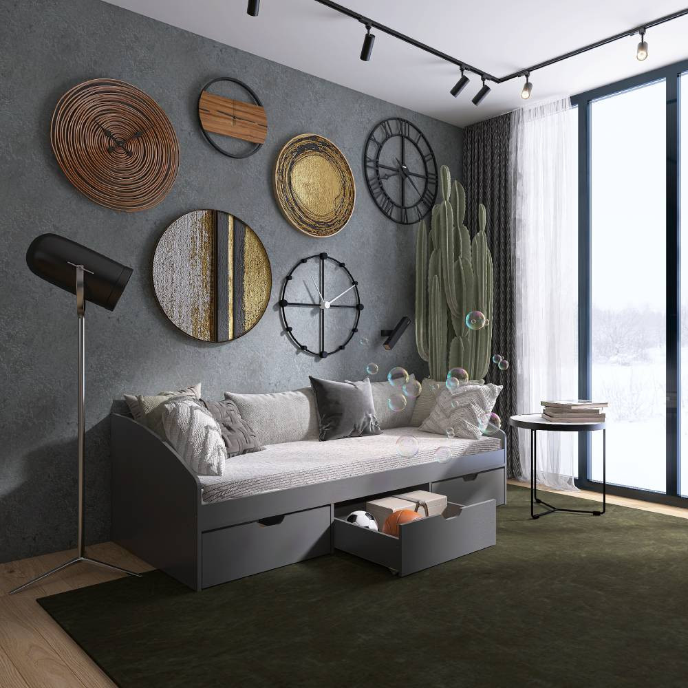 Кровать односпальная с ящиками Эверест Комфорт 3 193х84х59 см Графит (DTM-5728) Львов - изображение 2