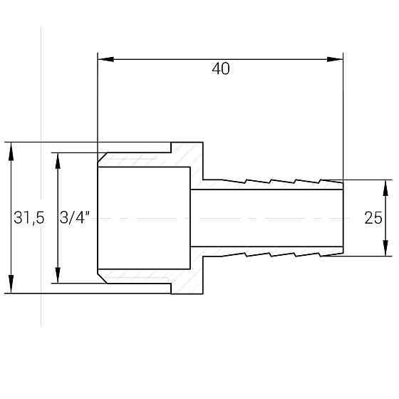 Штуцер 3/4″З 25мм нікельований NU4L2S OPTIMUM Тернополь