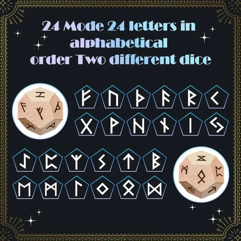 Набір кубиків із рунами Старшого Футарка – 2 шт дерев’яні кості Київ - фото 3