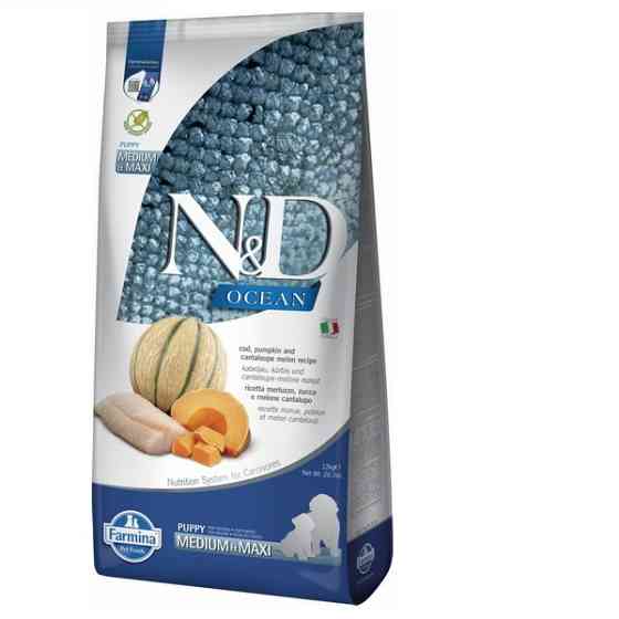 Беззерновий сухий корм Farmina N&D Grain Free Ocean Pumpkin для цуценят середніх і великих порід з тріскою та динею 12 кг Київ