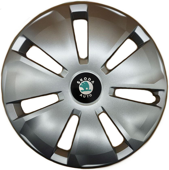 Автомобильные модельные колпаки R16 Skoda (зелена) 433 4шт, SJS, серебряные Киев - изображение 1