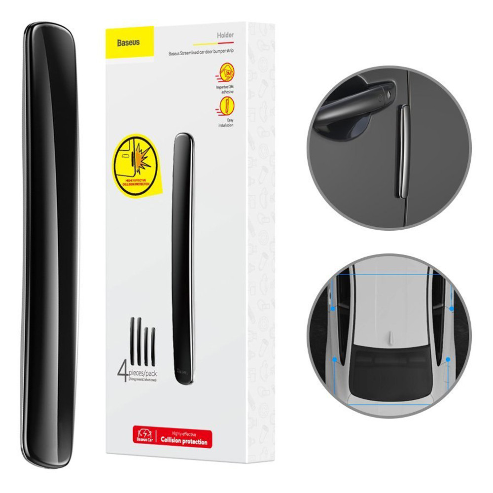 Захисна накладка для автомобільних дверей Baseus Streamlined Car Door Bumper CRFZT-01 (Чорна, 4шт) Николаев - изображение 10
