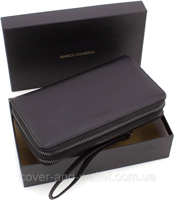 Солідний чоловічий клатч на дві блискавки з італійської шкіри Marco Coverna 5902B-1Q Київ - фото 10