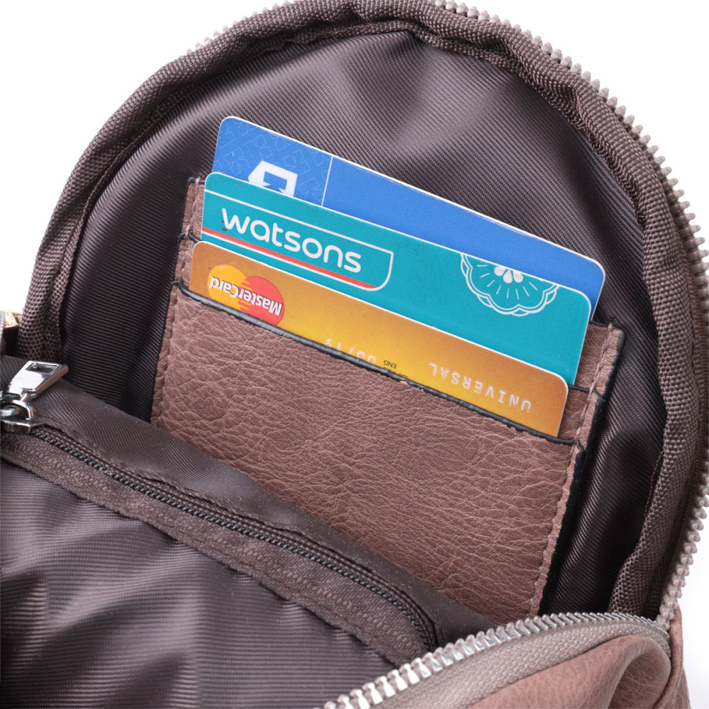 Компактная женская сумка через плечо из экокожи с акцентом на текстильную лямку Vintage 22778 Коричневый Киев - изображение 6