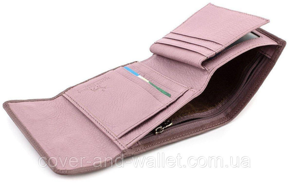 Светло розовый женский кожаный кошелек на магнитах в два сложения Marco Coverna MC 2047 Киев - изображение 4