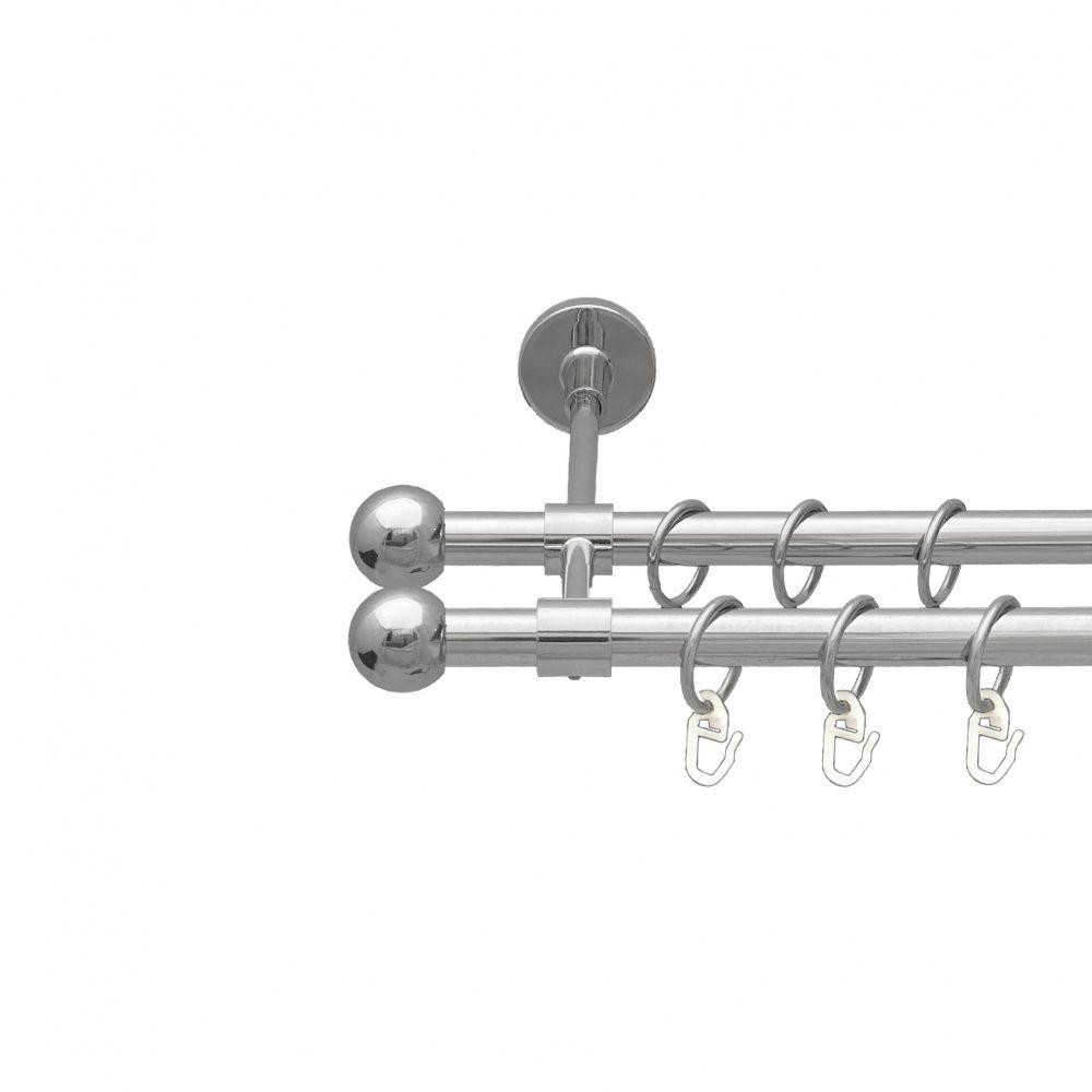 Карниз Orvit Куля Болонь металевий дворядний закритий гладка труба кільце металеве Хром 16\16 мм 160 см (7387932) Львів - фото 1